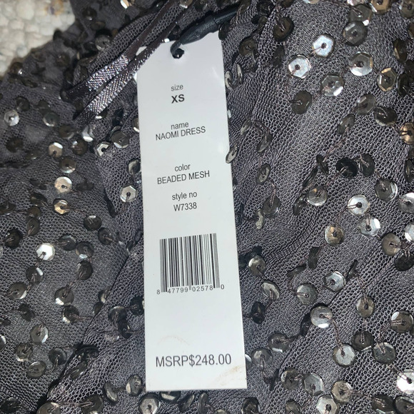 NWT Y2K WALTER BAKER W118 SEQUIN MESH SHIMMER SLIP DRESS  XS - Picture 4 of 6